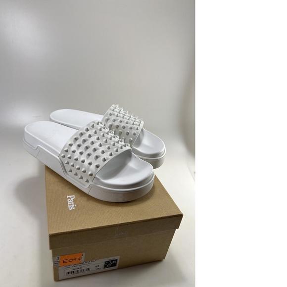 Pool Fun Donna White Studded Sandal Slides WOMEN'S E094 - Picture 2 of 12